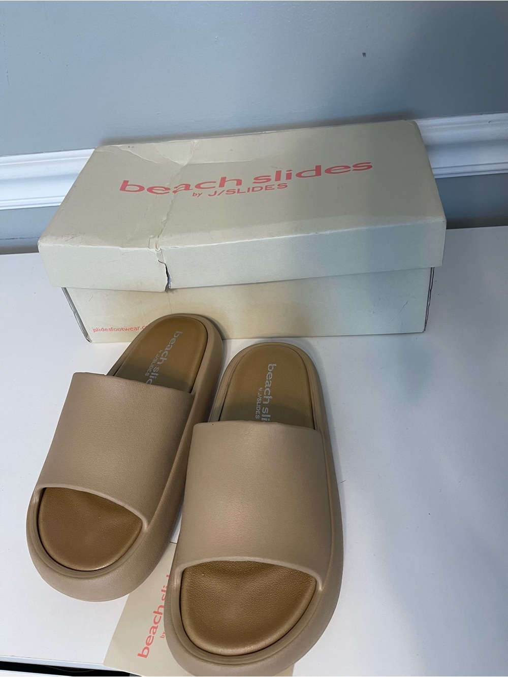 J/SLIDES Beige Slide Sandals